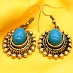 Golden Oxidised Turquoise Stone Earring