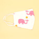 Lovely Pink Elephant Print Cotton Mask For Kids