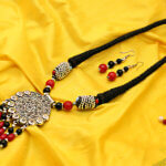 Antique Oxidise Pendent Neck Piece With Earring