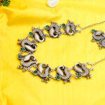 Oxidise Peacock Green Stone Neck Piece with Heavy Peacock Earrings