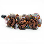 Satin Brown Rose Party Wear Banana Clip