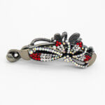 Red & White Stone Embedded Butterfly Pattern Banana Clip