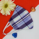 Wide Blue stripes & Abstract print Dual Side Mask