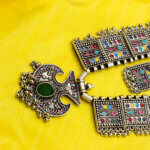 Oxidise Boho Choker Multi Colour Neck Piece With Heave Earrings