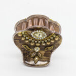 wooden Texture with Brown Base Stone Stubbed Claw Clutcher/Clip