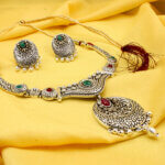 Beautiful German Silver Neck Piece Set With Matching Earrings -2