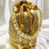 Wedding Collection Golden Colour Potli Bag Exclusive Hand Crafted with Moti & Full Zari Work - Image 2