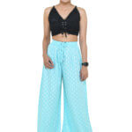Sky Blue Colour Printed Flared Palazzo