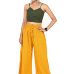 Mustard Colour Printed Flared Palazzo