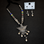 Oxidize Silver Rustic Radiance Jewellery Triangular Droplets pattern