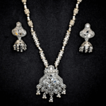 Oxidize Silver Rustic Radiance Jewellery Pendent neck Piece with earring
