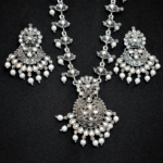 Oxidize Silver Jewellery with Moti Stubbed neck Piece & heavy earring