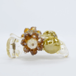 Beautiful Acrylic Brown colour Banana clip imbedded with Stone & Moti