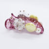 Beautiful Acrylic Magenta colour Banana clip imbedded with Stone & Moti - Image 3